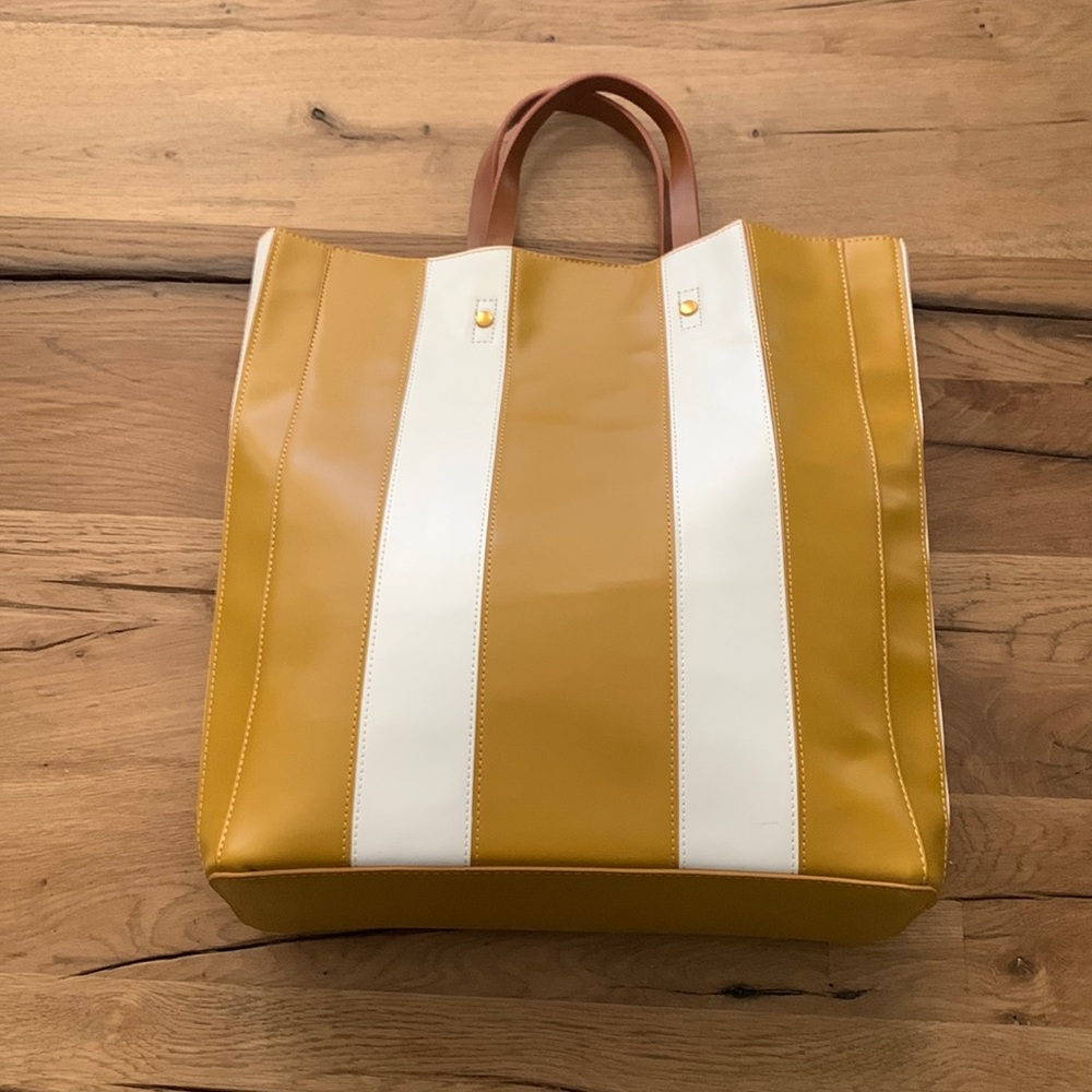 NWT yellow and white striped tote